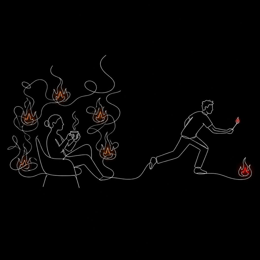 Ilustração da reflexão O caos me traz paz